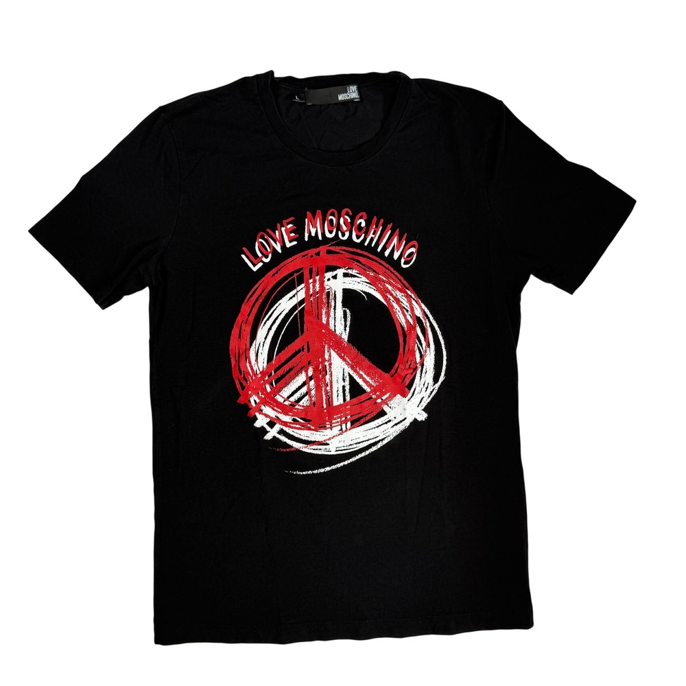 Love Moschino Streetwear Y2K Mens Graphic Tee Black Cotton